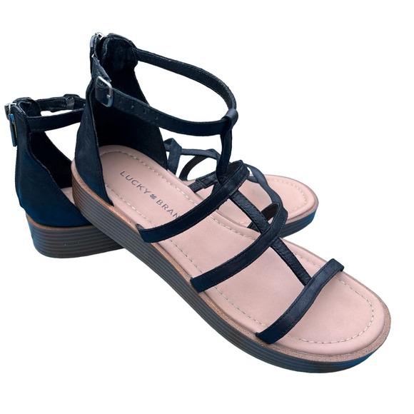 Lucky Brand Shoes - Lucky Brand Women’s Black Leather Cage Sandals Fits like a 9, tagged 8.5 / 39
